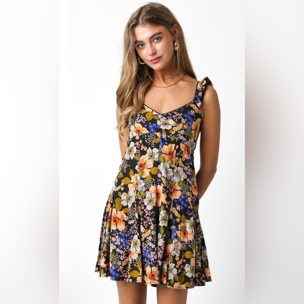 Olivaceous Melina Multicolor Floral Mini Dress, Sz L